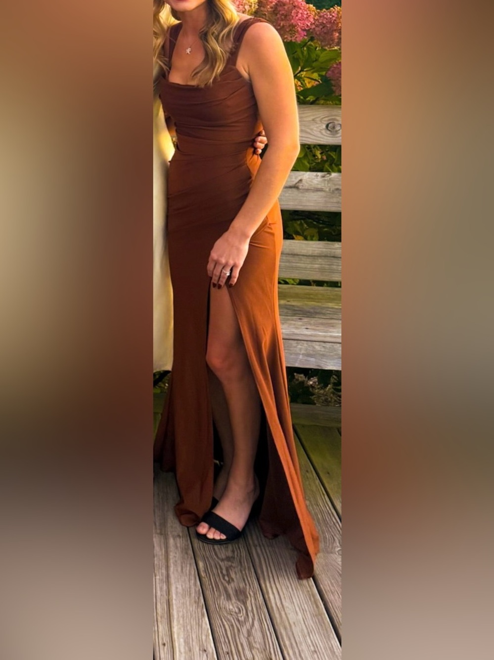 Windsor Chocolate Brown Satin Maxi Slip Dress